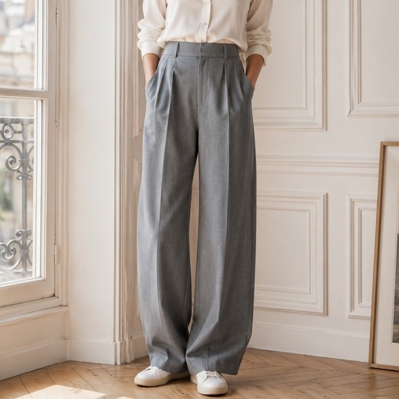 Abercrombie & Fitch Pants - Abercrombie & Fitch Grey Tailored Wide Leg Trouser Pants Size Medium
